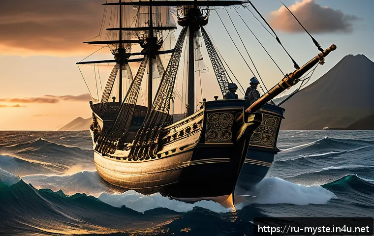 하와이 무라카미 해적사건 - A detailed scene depicting a mysterious 17th-century maritime group known as the Murakami, portrayed...