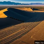 Home 18 페루 나스카 라인 정체 - A vast desert landscape viewed from above during golden hour, showcasing enormous ancient geoglyphs ...